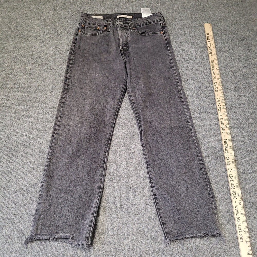 Levi's Jeans Womens Size 27 Black 501 Original Fit Straight Leg Cropped Raw Hem